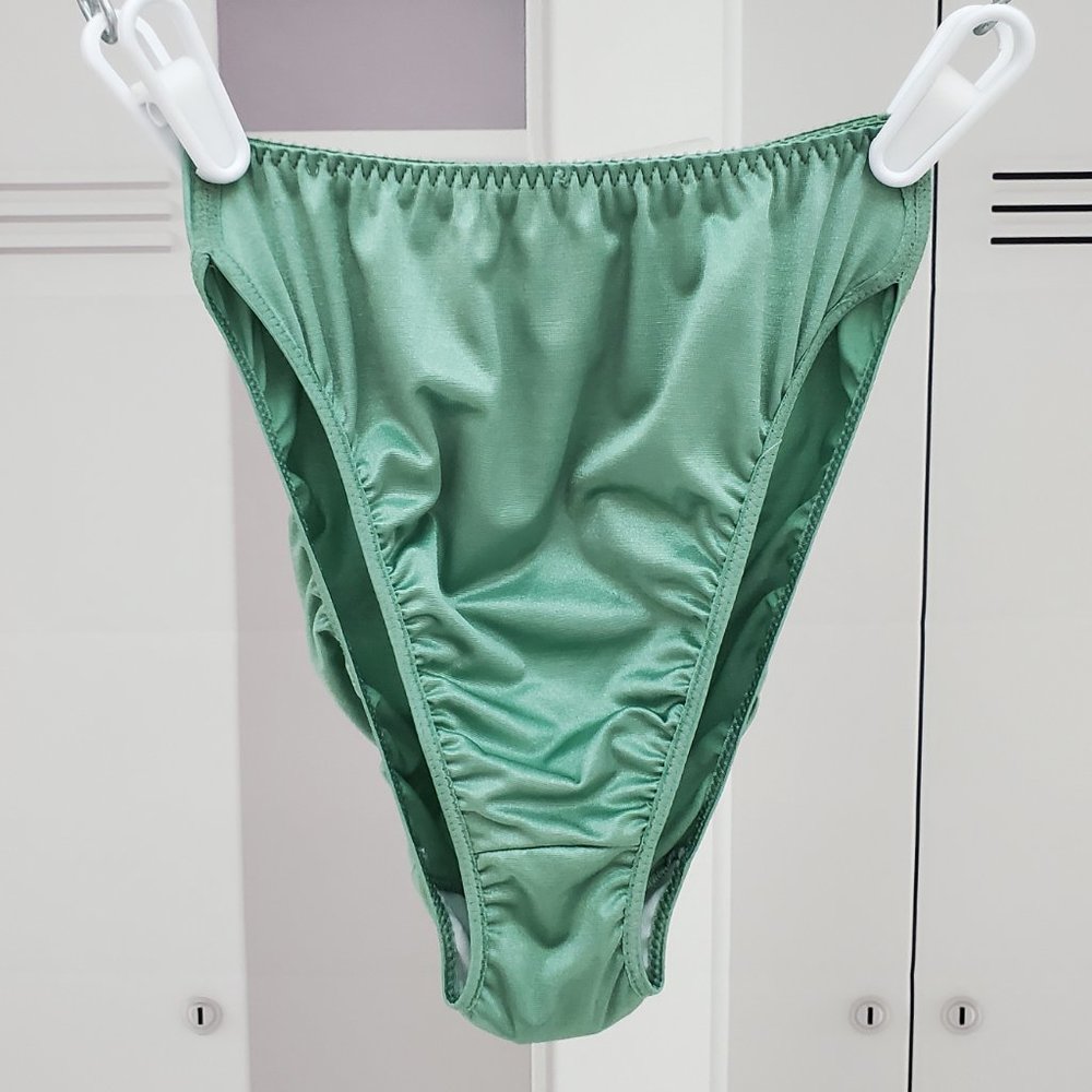 Vintage Nylon Panties Green High-Waisted Spandex Underwear Shiny Sexy Sz Medium